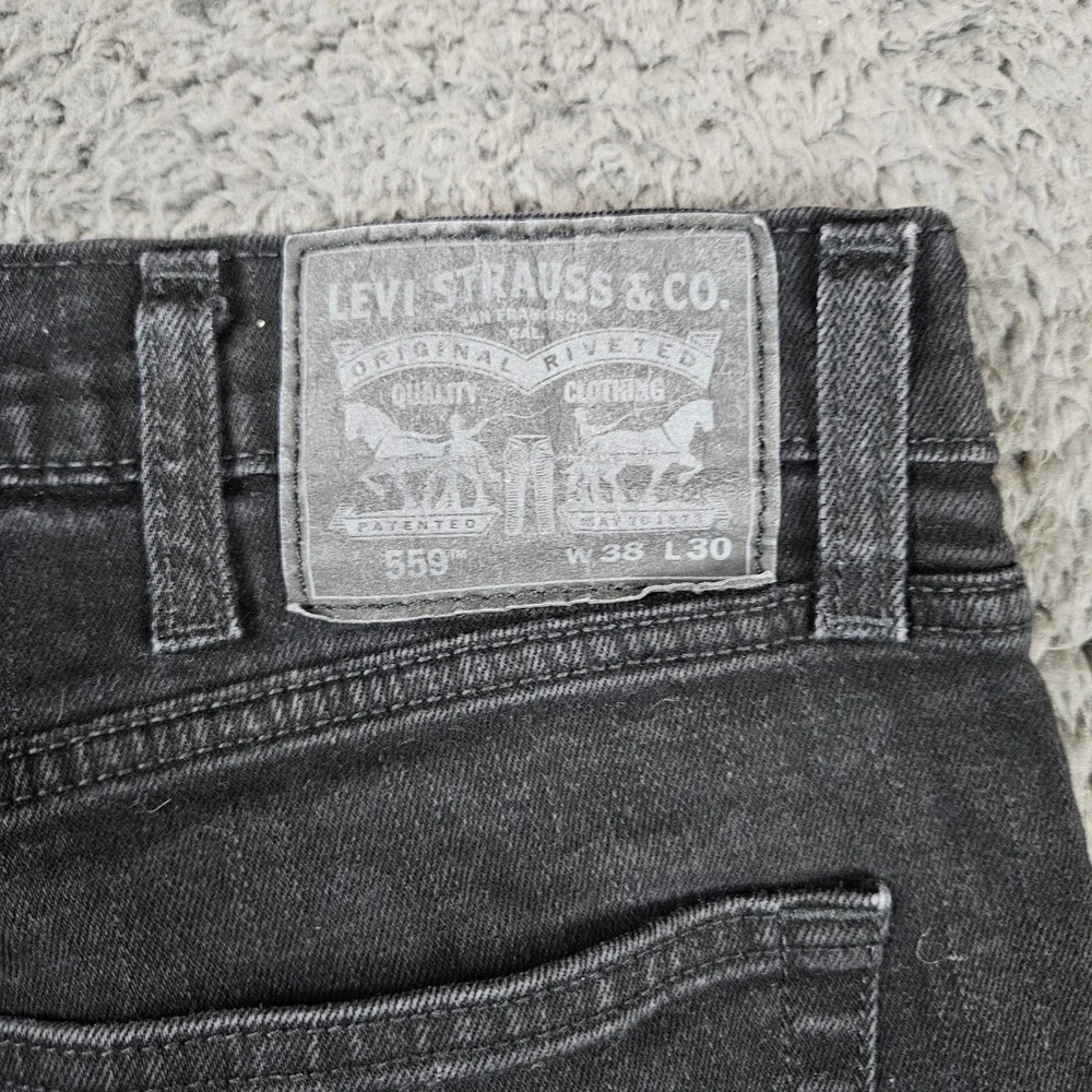 Levi's 505 Regular Fit Jeans Mens‎ W38 L30 Black Denim Pants Waterless